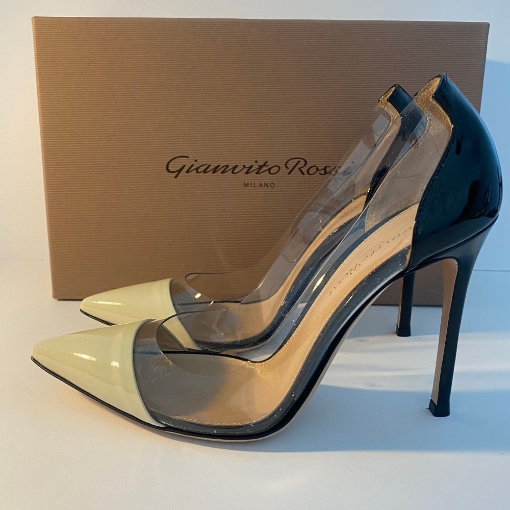 GIANVITO ROSSI–PLEXI 105 PUMP–Off White/Black 37